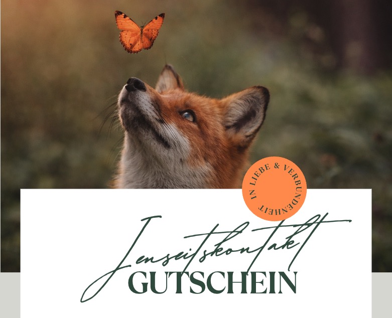 Jenseitskontakt Gutschein mit Fuchs und Schmetterling