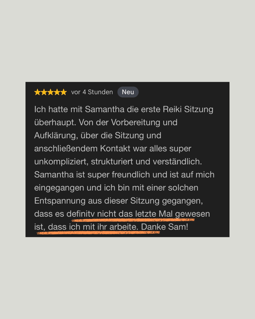 Feedback Screenshot nach einer Fernreiki-Session