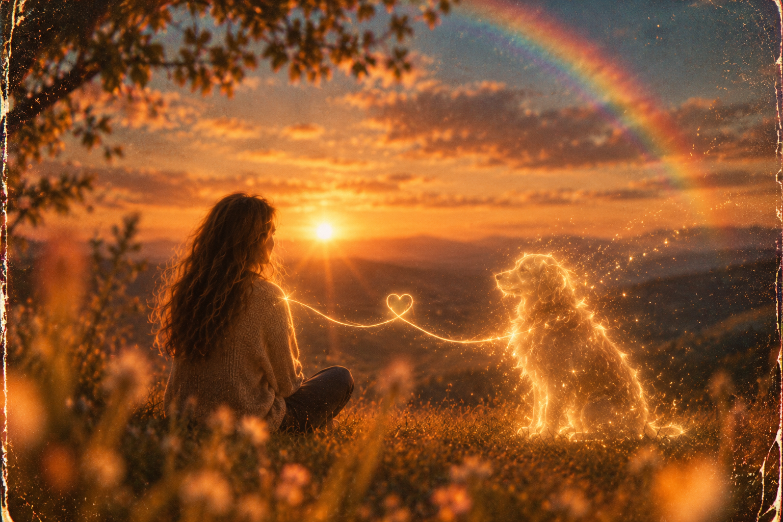 Die Verbindung bleibt Audiokurs mit Frau, Hund und Regenbogen